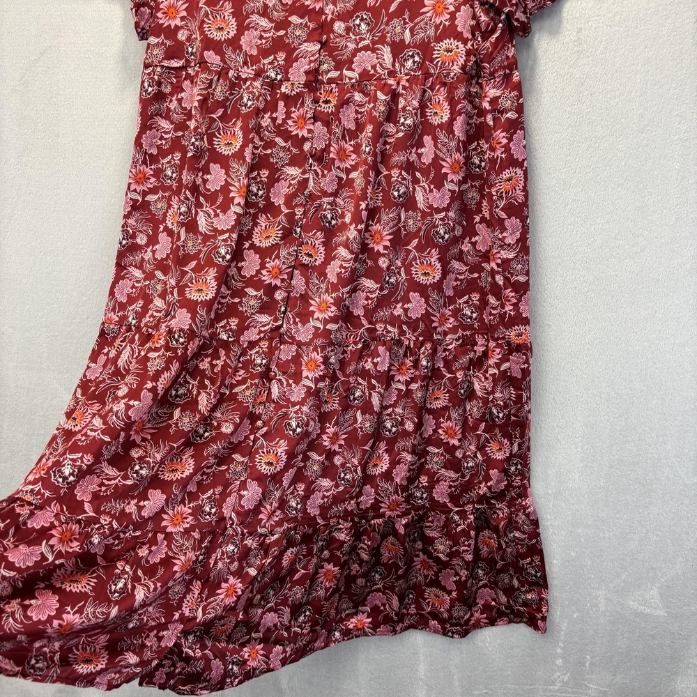 NEW PIPER & SCOOT Button Up Tiered Maxi Dress Womens XXL Red Floral Flowy Picnic - Picture 9 of 12